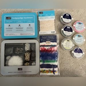 Stampin Up Craft Embellishments, Hardware, Fiber, Beads, Brads